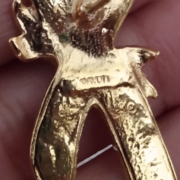 EUC VINTAGE AVON Pink & Gold Ribbon & Rose Breast Cancer Awareness 2" Pin/Brooch - Picture 6 of 6